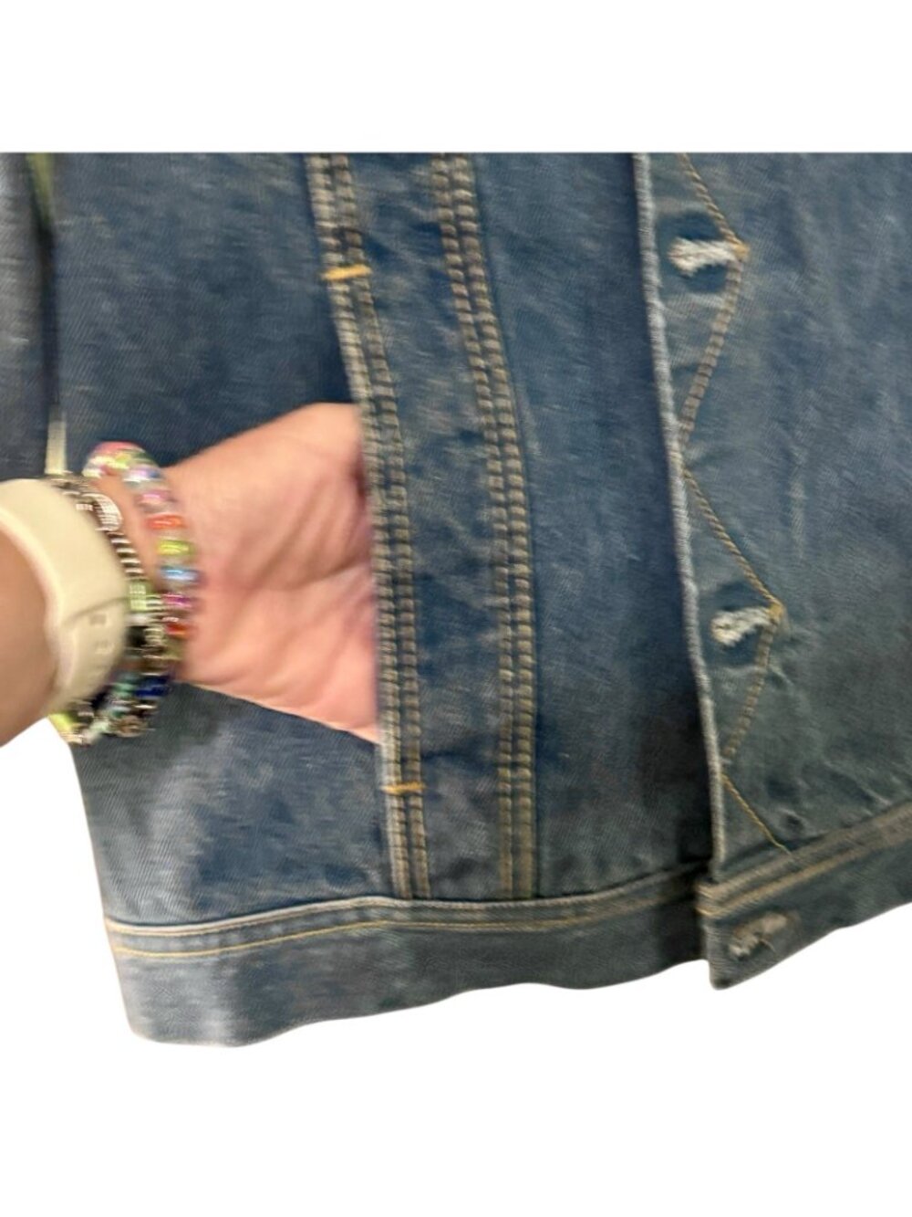 Bonjour Denim Jacket Women's Large Vintage 90's Medium Wash Trucker - Picture 4 of 16